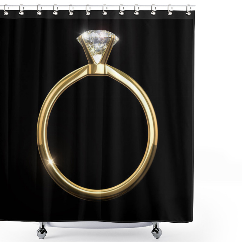 Personality  Diamond Ring - - Isolated On Black Background With Clipping Path Shower Curtains