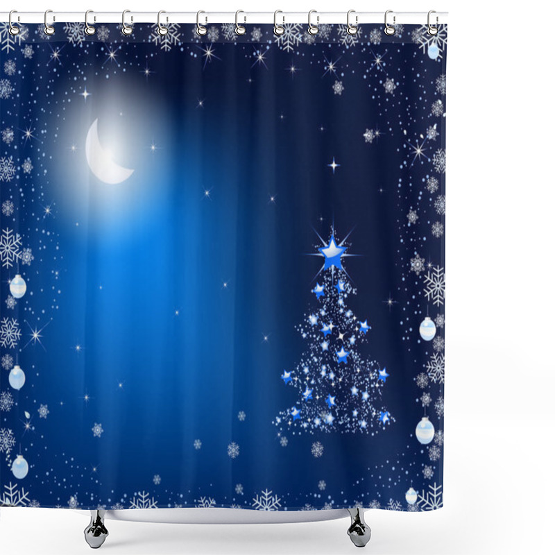 Personality  Christmas Tree In The Moonlight Shower Curtains