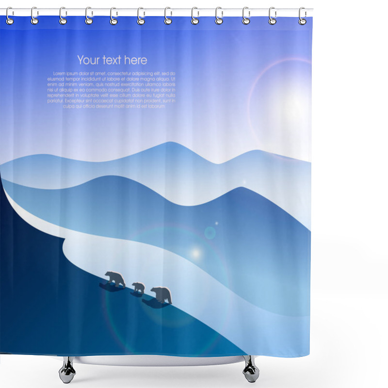 Personality  Arctic Landscape With Three Polar Bears Shower Curtains