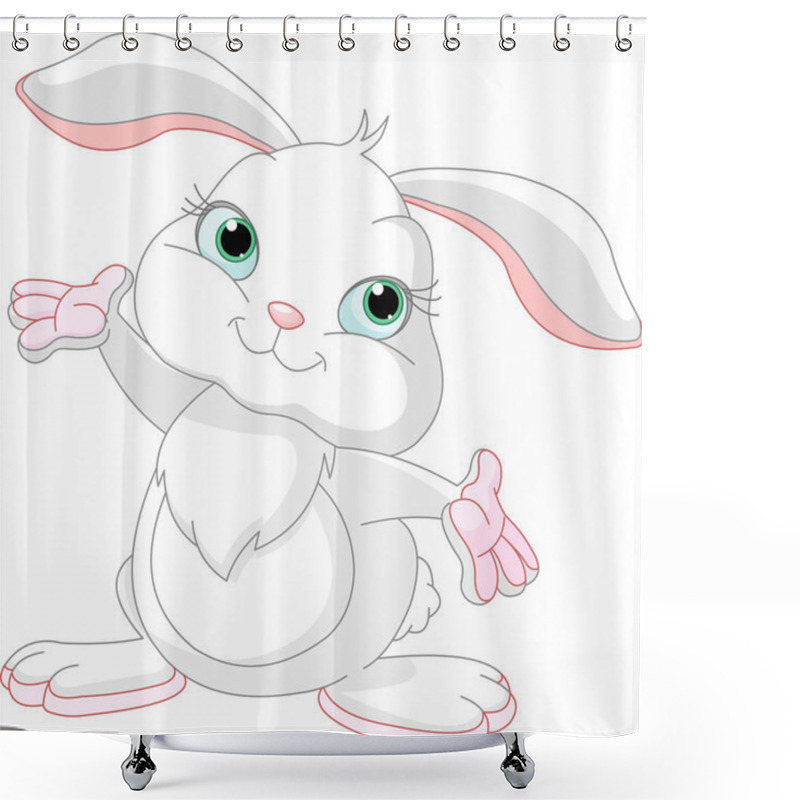 Personality  Cute Little Bunny Rising Up His Hands Shower Curtains