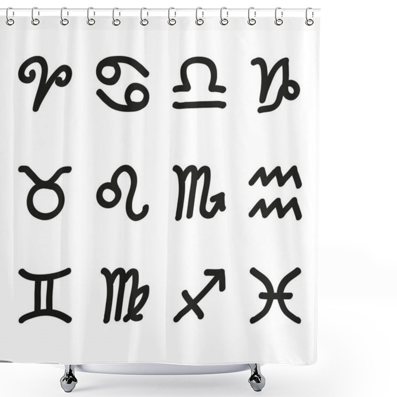 Personality  Zodiac Signs Symbols Simple Freehand Sketchy Vector Icons Shower Curtains