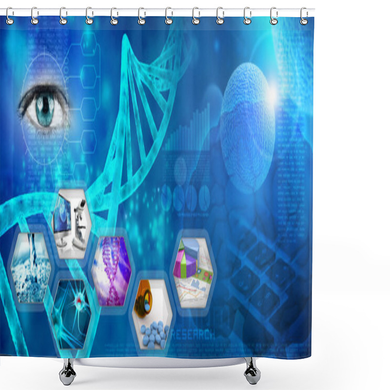 Personality  Medical And Pharmaceutical Research Abstract Blue Backdrop Shower Curtains