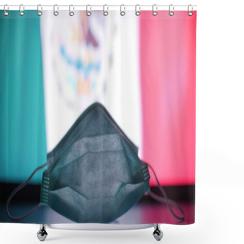 Personality  Medical Face Mask Against Flag Of Mexico. COVID-19 Outbreak Concept Shower Curtains