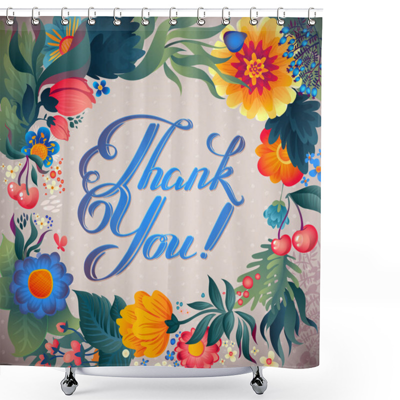 Personality  Thank You Floral Card Shower Curtains