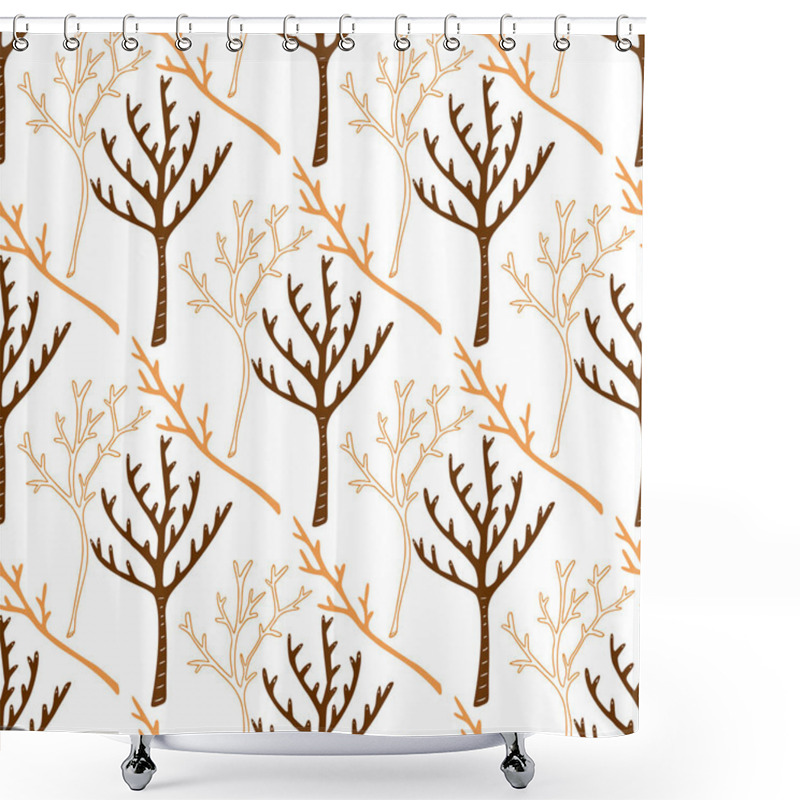 Personality  Tree Fall Pattern. Twigs Seamless Background. Shower Curtains