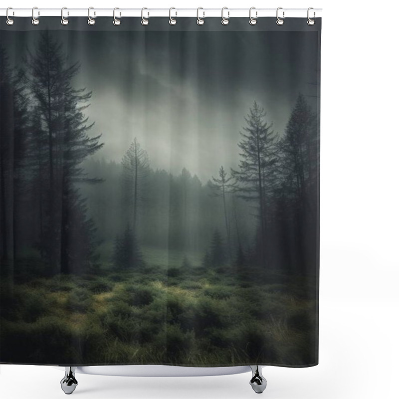 Personality  Defocus Abstract Background Of The Forest. High Quality Photo Shower Curtains