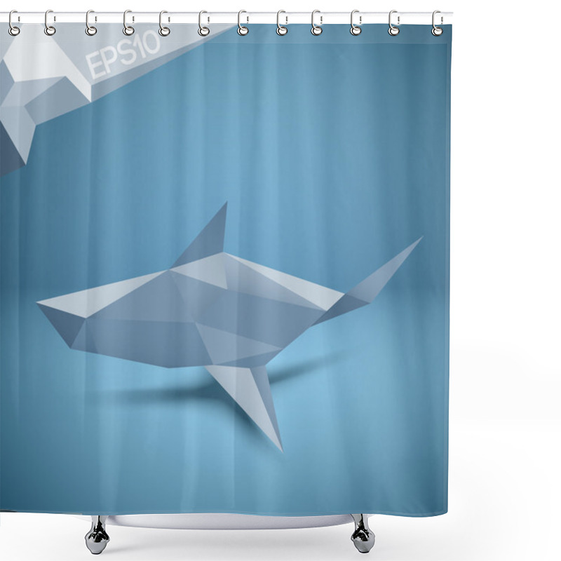 Personality  Vector Illustration Of Origami Shark. Shower Curtains