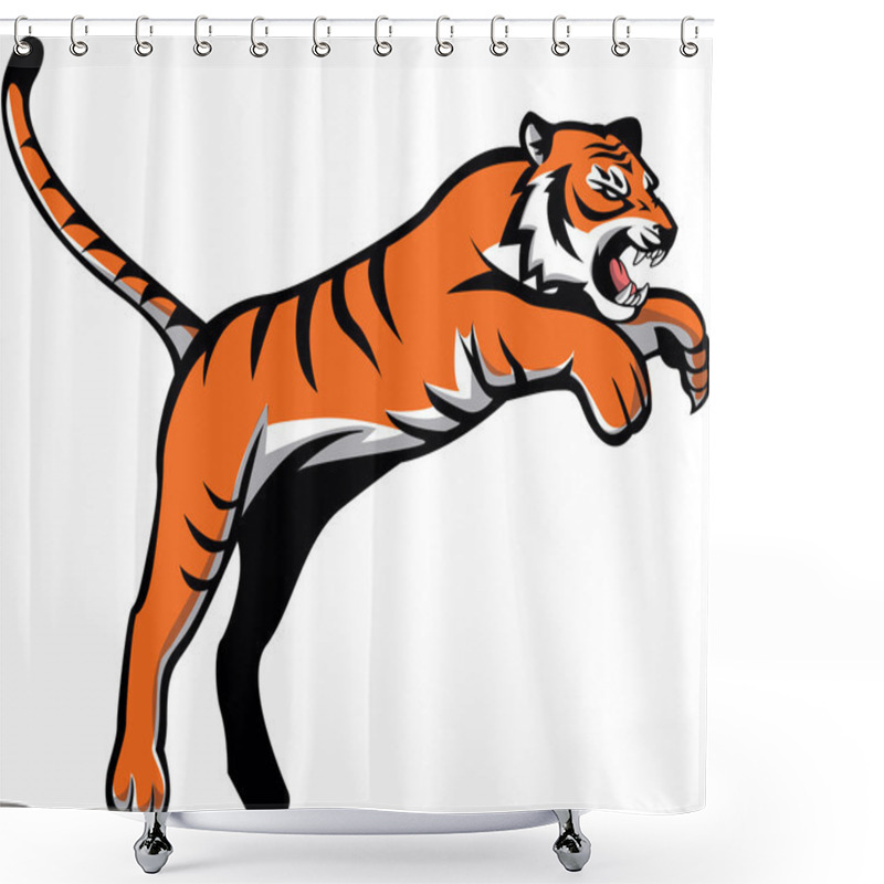 Personality  Jumping Tiger Symbol Illustration Design Shower Curtains