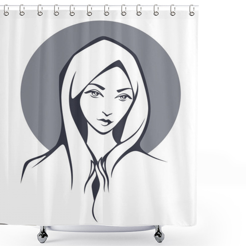 Personality  Vector Portrait Of Virgin Mary Shower Curtains