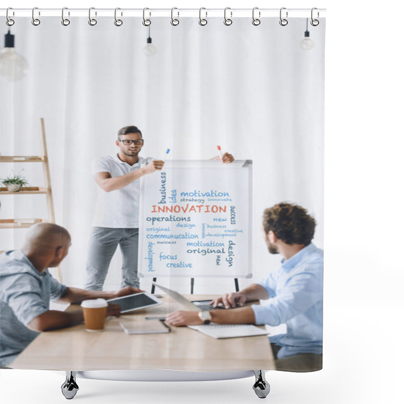 Personality  Businessman Making Presentation To Colleagues Shower Curtains