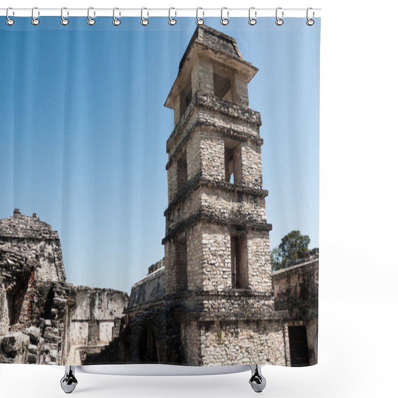 Personality  The Tower Of The Palace,ancient Mayan City Of Palenque (Mexico) Shower Curtains