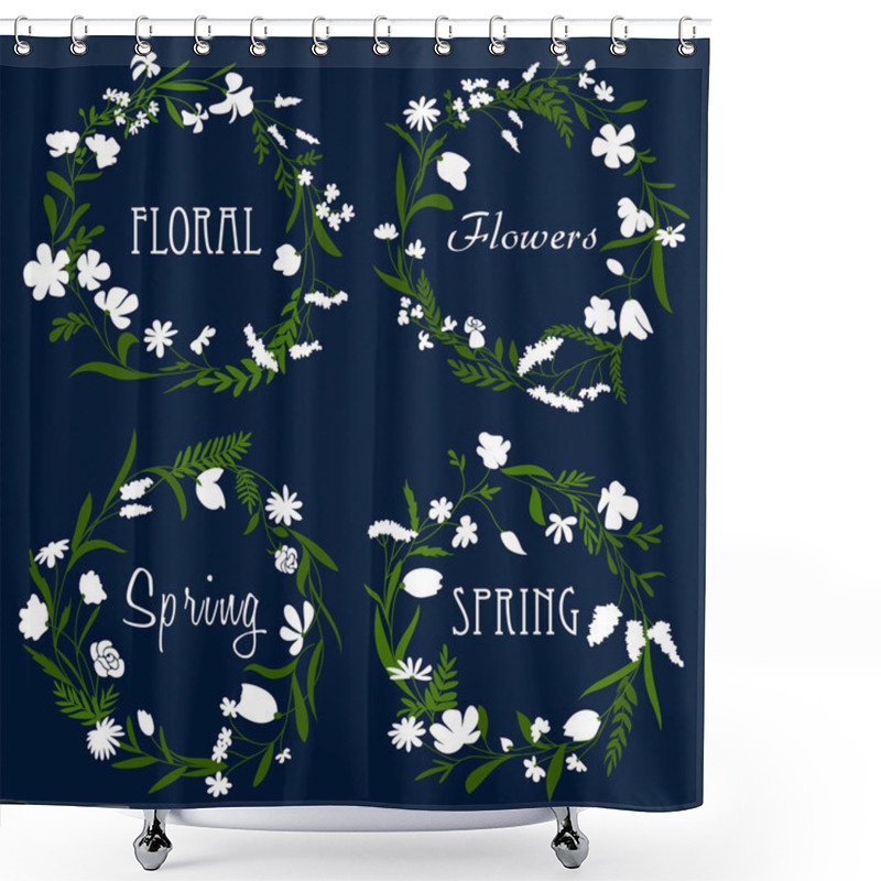 Personality  Wreaths With White Flowers And Herbs Shower Curtains