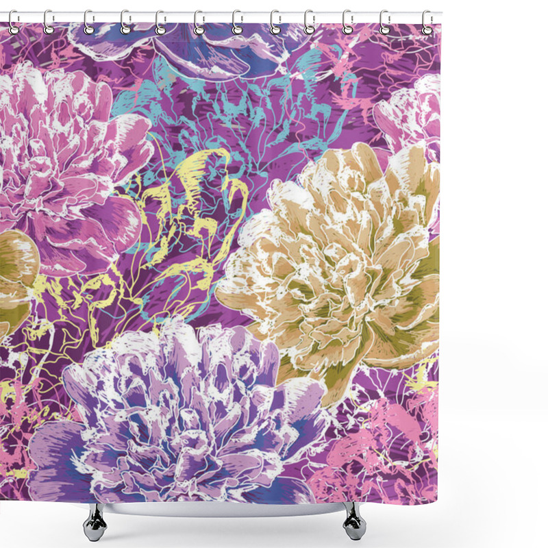 Personality  Seamless Flower Pattern Shower Curtains