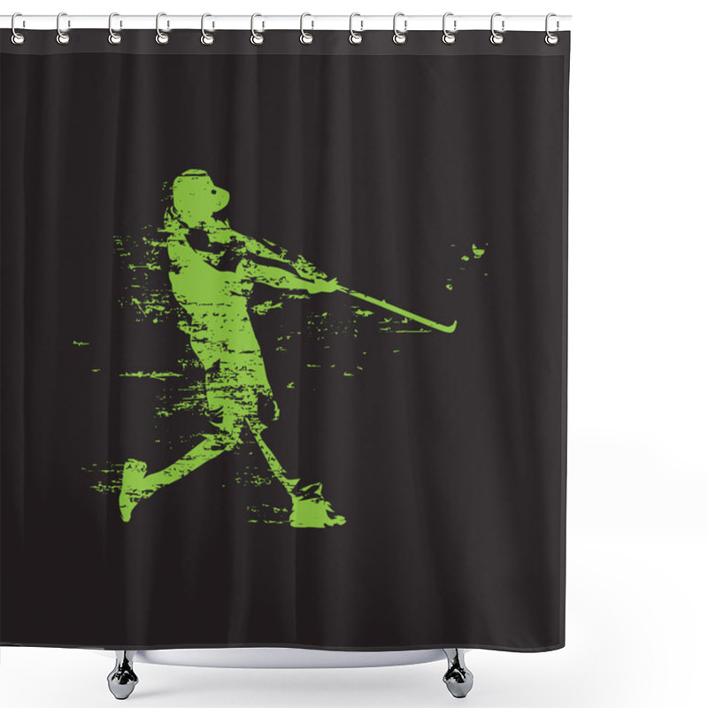 Personality  Baseball Player, Grunge Style, Abstract Isolated Vector Silhouet Shower Curtains