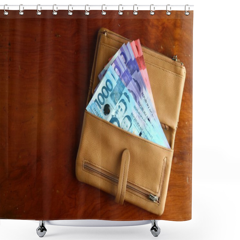 Personality  Cash Money In A Leather Wallet Shower Curtains