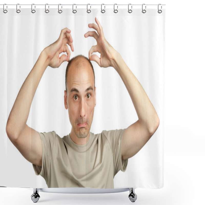 Personality  Young Funny Bald Man Shower Curtains