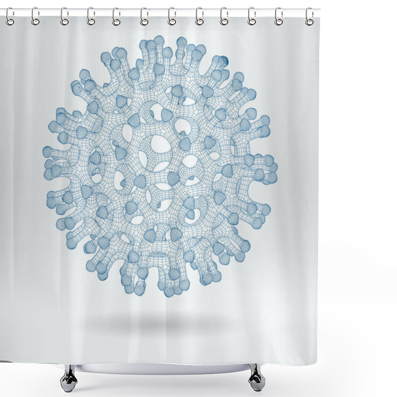 Personality  Vector 3D Spherical Carbon Fullerene Molecule Particle Symbol - Topological Mesh  Hi-Tech Concept Icon Shower Curtains