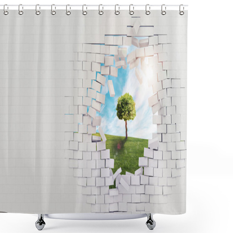 Personality  Nature Beyond The Brick Wall Shower Curtains