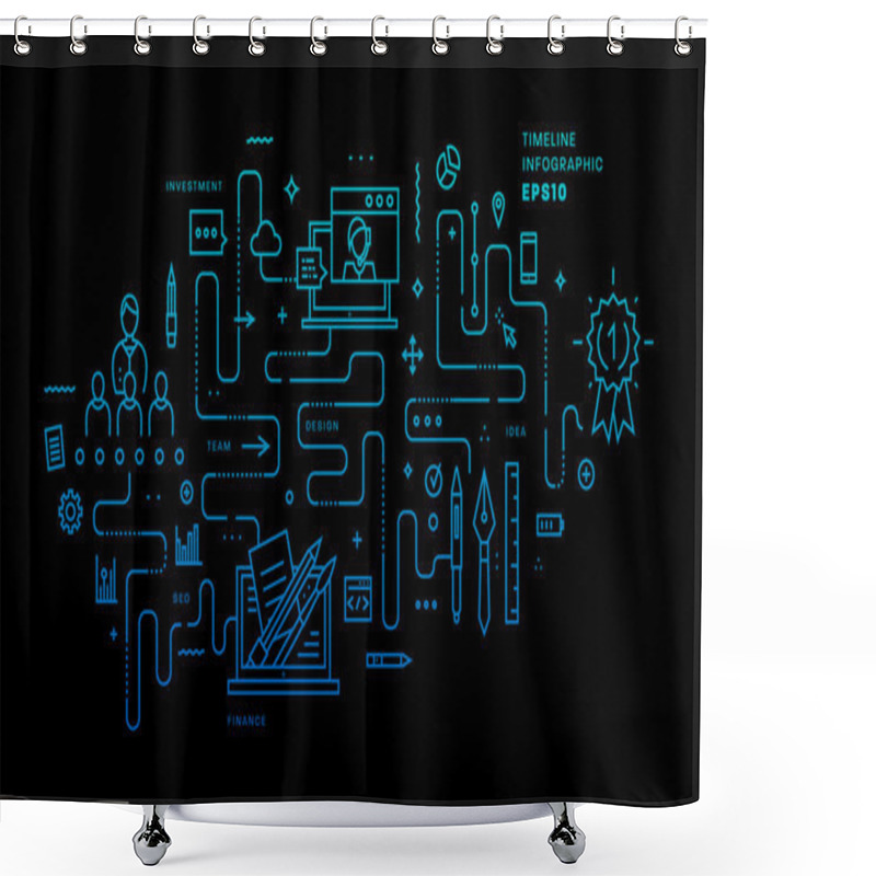 Personality  Set Of Application Development Icons Shower Curtains