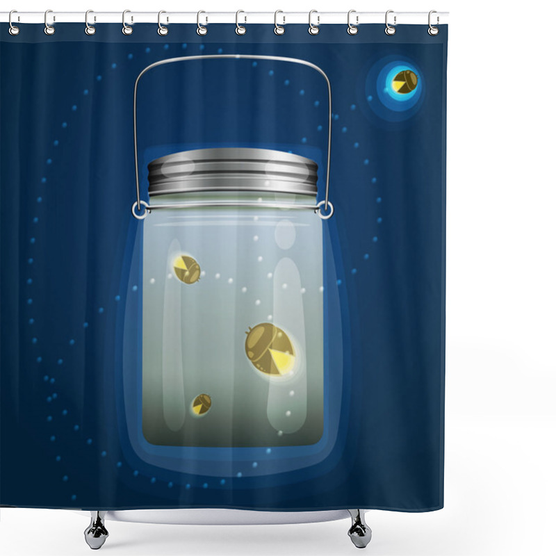 Personality  Bank Fireflies Glow Shower Curtains