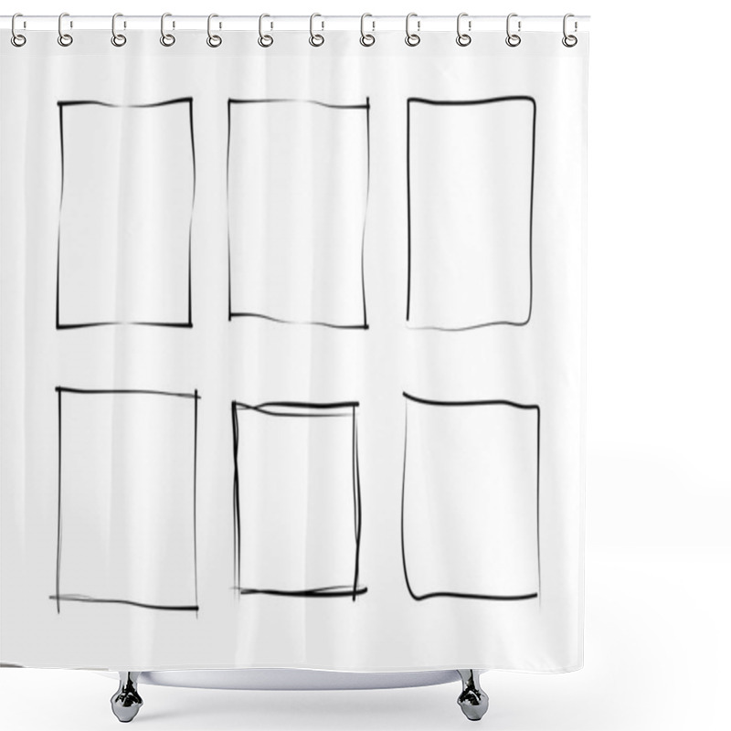 Personality  Hand Drawn Frame Square Double Thin Line Pictogram Symbol Visual Illustration Set Shower Curtains