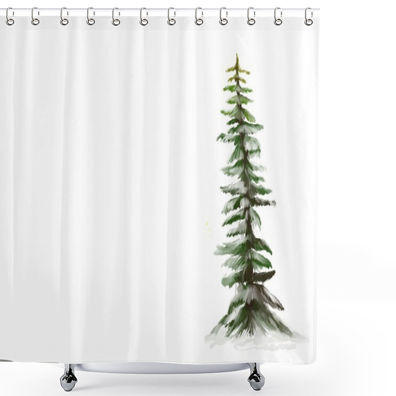 Personality  Pine Tree With Snow Shower Curtains