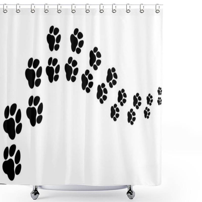 Personality  Road And Trail Of Dog Tracks Moving Awayanimal Footprint Pattern, Footprint Silhouette, Puppy, Cards, Patterns Shower Curtains