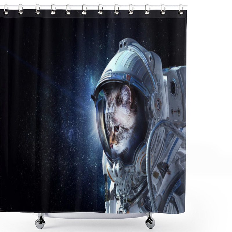 Personality  First Trip To Space. Mixed Media Shower Curtains