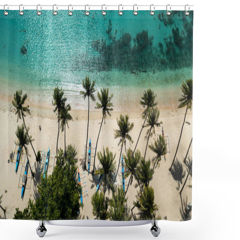 Personality  Aerial View Of Tropical Beach With Palm Trees. Pagudpud, Ilocos Norte Philippines Shower Curtains