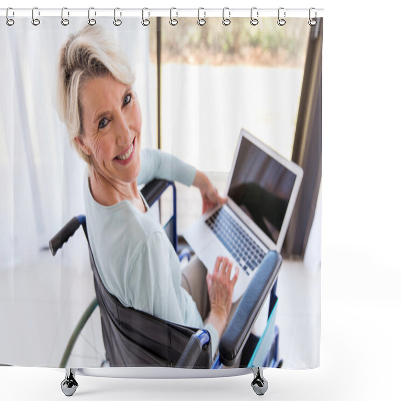 Personality  Disabled Woman With Laptop Computer Shower Curtains