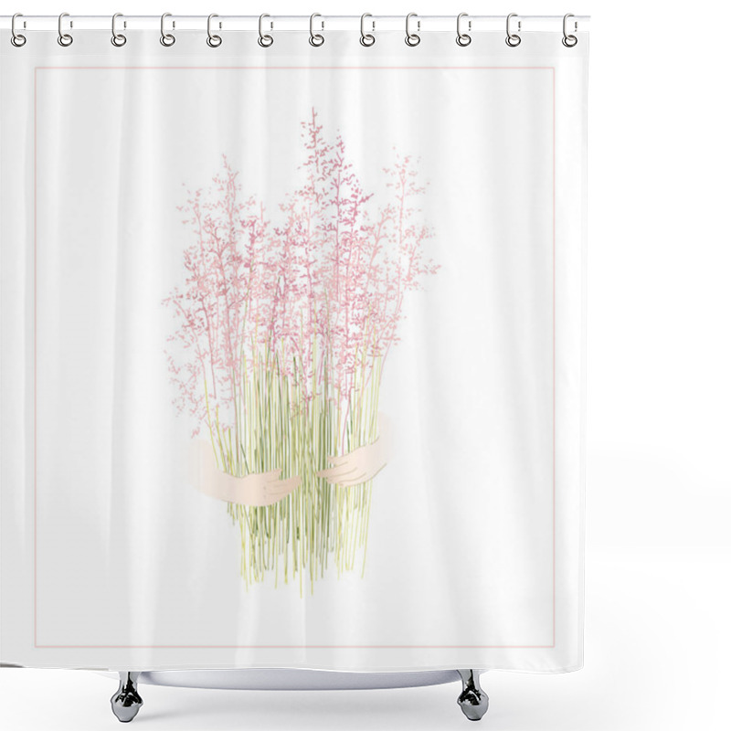 Personality  Muhlenbergia. Grass With Pink Blossom In South Korea. Garden Cereal Plants. Bouquet Of Decorative Herbs.Pink Spikelets Shower Curtains