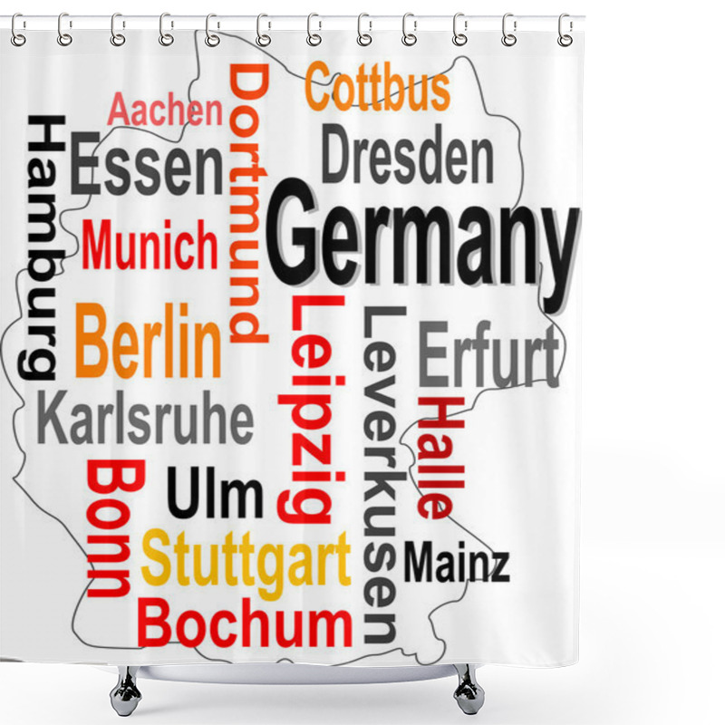 Personality  Germany Map And Words Cloud With Larger Cities Shower Curtains