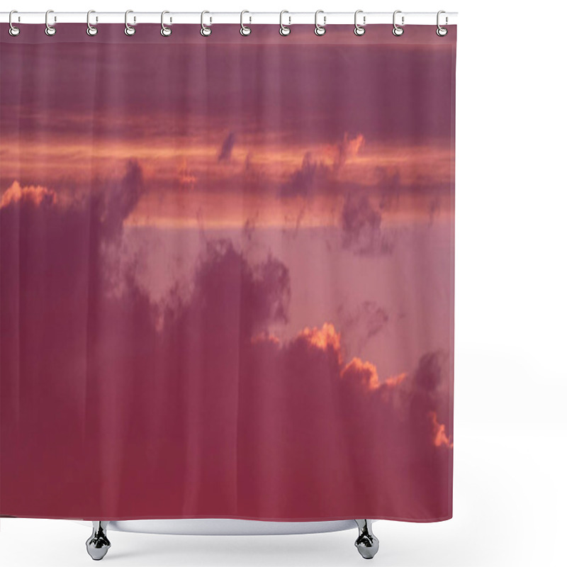 Personality  Beautiful Sunset With Pink And Purple Clouds Creating A Serene Atmosphere. Shower Curtains