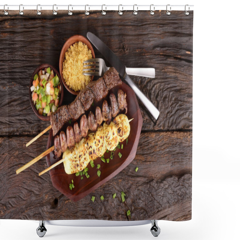 Personality  Beef, Mozzarella And Chicken Hearts Kebabs Shower Curtains