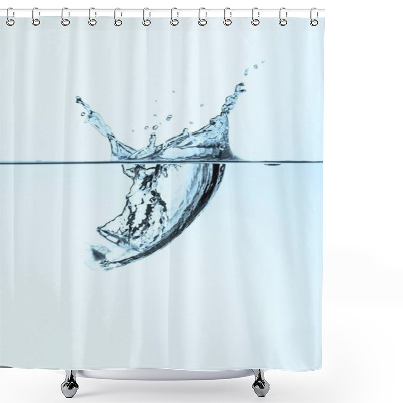 Personality  Ice Cube In Water With Splash, Isolated On White  Shower Curtains