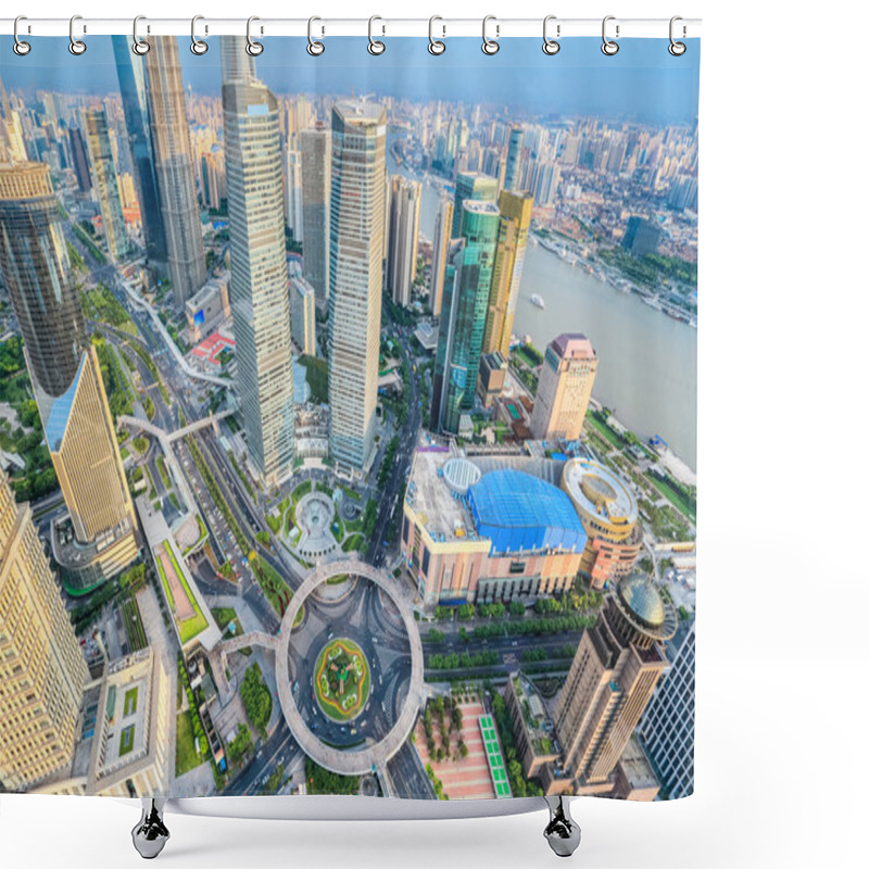 Personality  Aerial View Of Shanghai Lujiazui Shower Curtains