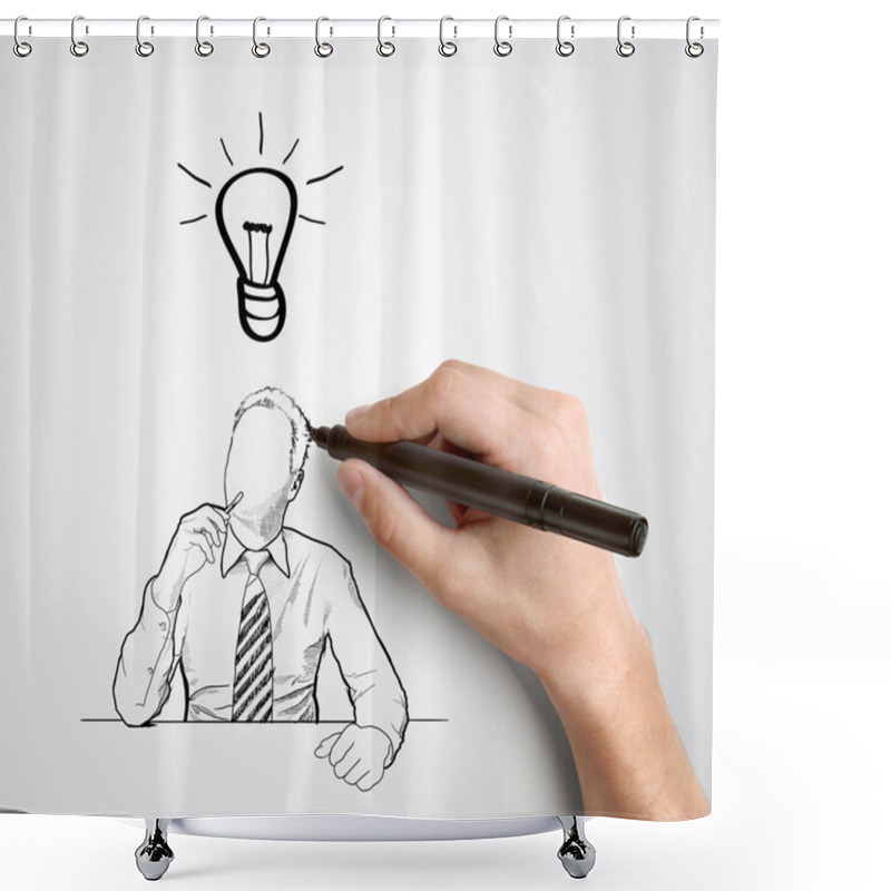 Personality  Hand Drawing Businessman Shower Curtains