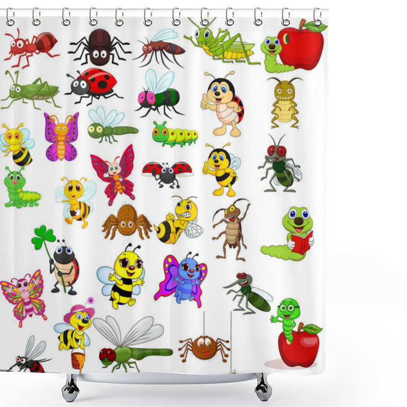 Personality  Vector Illustration Of Cartoon Insect Collection Set Shower Curtains