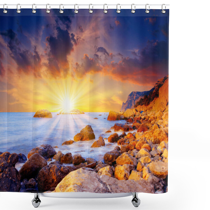 Personality  Sunset Over The Sea Shower Curtains