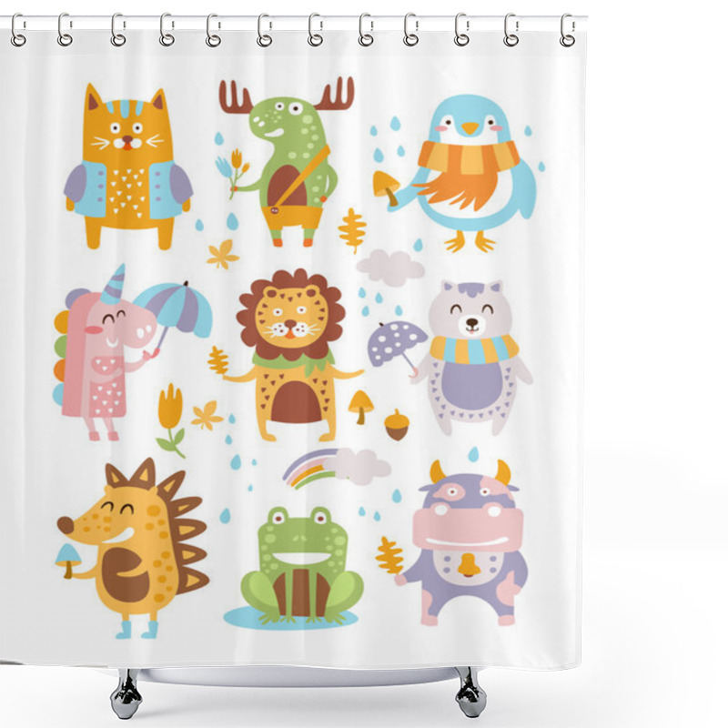 Personality  Animal Woodland Autumn Vector Shower Curtains