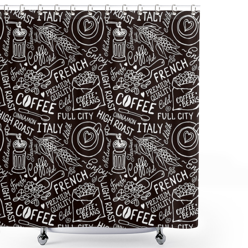 Personality  Coffee Seamless Pattern Shower Curtains