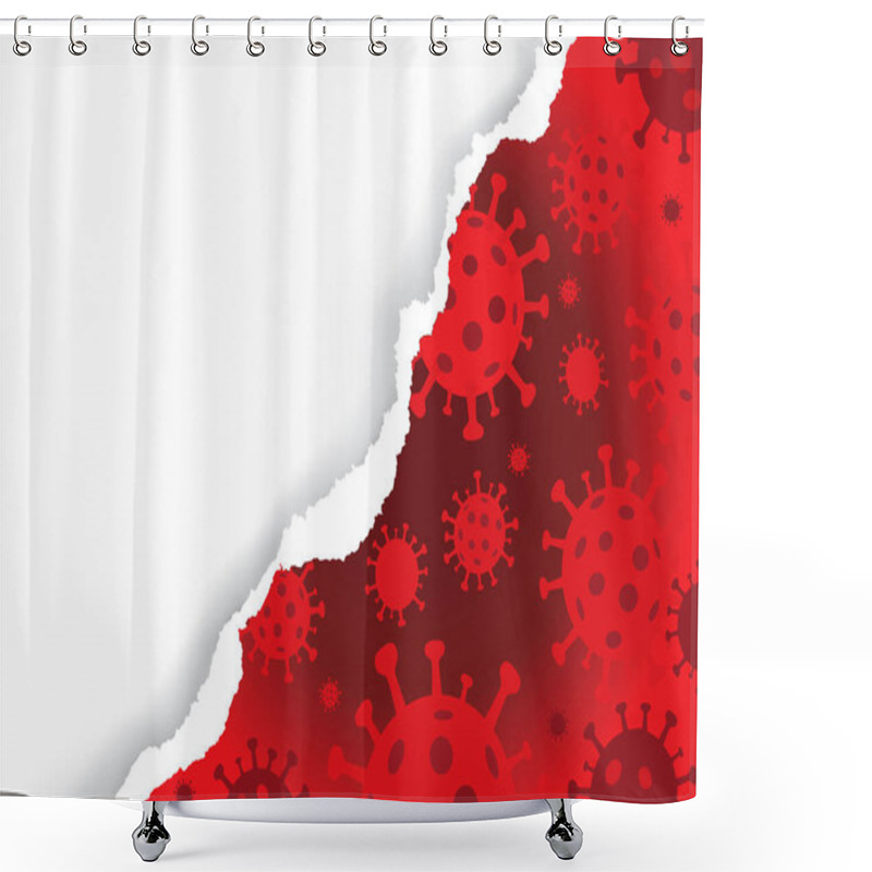 Personality  Ripped Paper With Coronavirus Sign Background.Expressive Banner Template For Announcement, Red Torn Paper. Place For Your Text Or Image. Vector Available. Shower Curtains