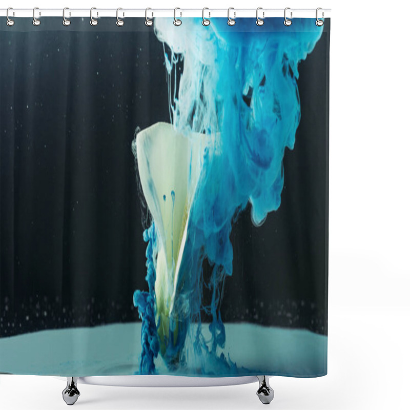 Personality  Beautiful Tender Calla Lily Flower And Light Blue Paint On Black   Shower Curtains