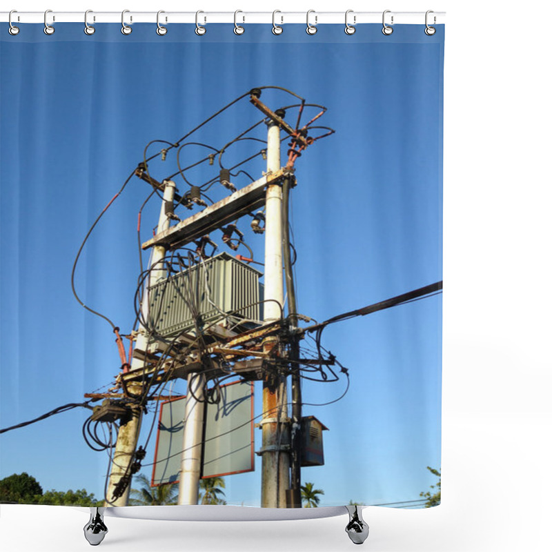 Personality  Pole Electrical Transformer Shower Curtains