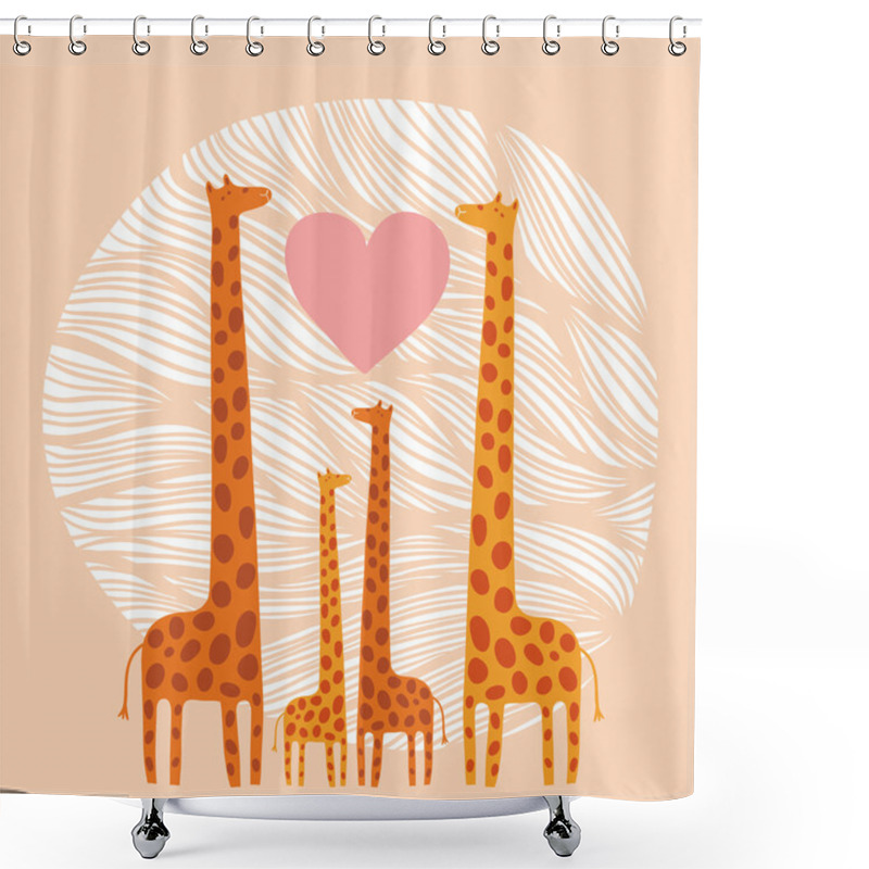 Personality  Giraffe Family Shower Curtains