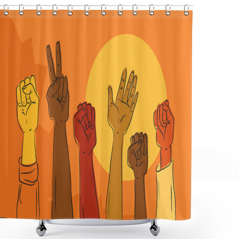 Personality  Hands Rising In Political Protest Shower Curtains