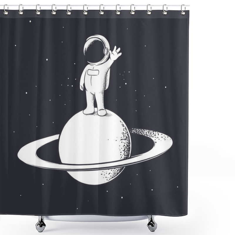 Personality  Astronaut Welcomes Us On Saturn Shower Curtains