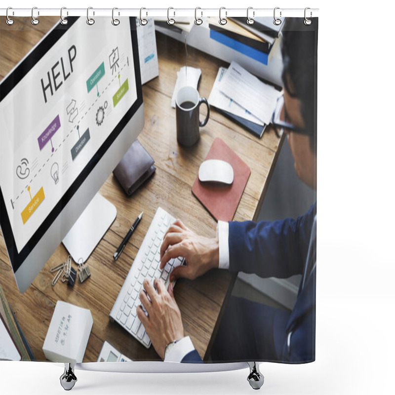 Personality  Businessman Working On Computer Shower Curtains