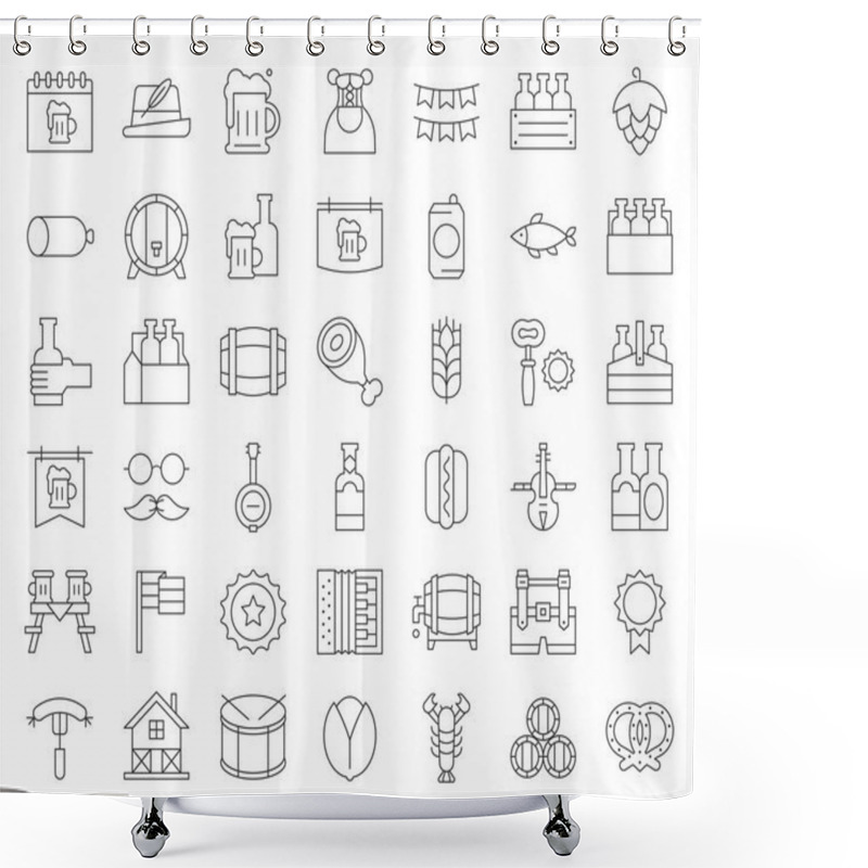 Personality  Beer And October Festival Related Icon, Outline Design Editable Stroke Shower Curtains