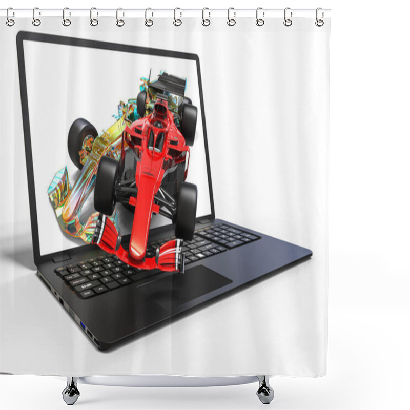 Personality  3D Render Image Representing Computer Aided Design Of A Race Car Shower Curtains